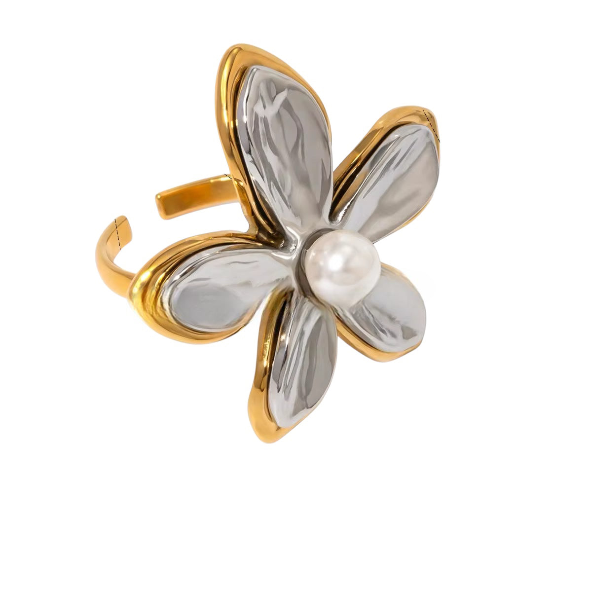 Two Tone Statement Flower Ring