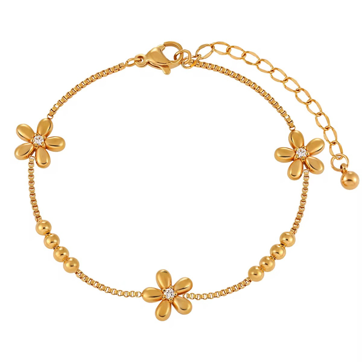 18K Flower Beaded Bracelet