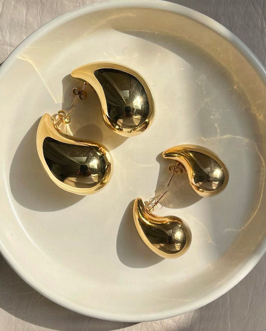 18K Gold Chunky Teardrop Earrings