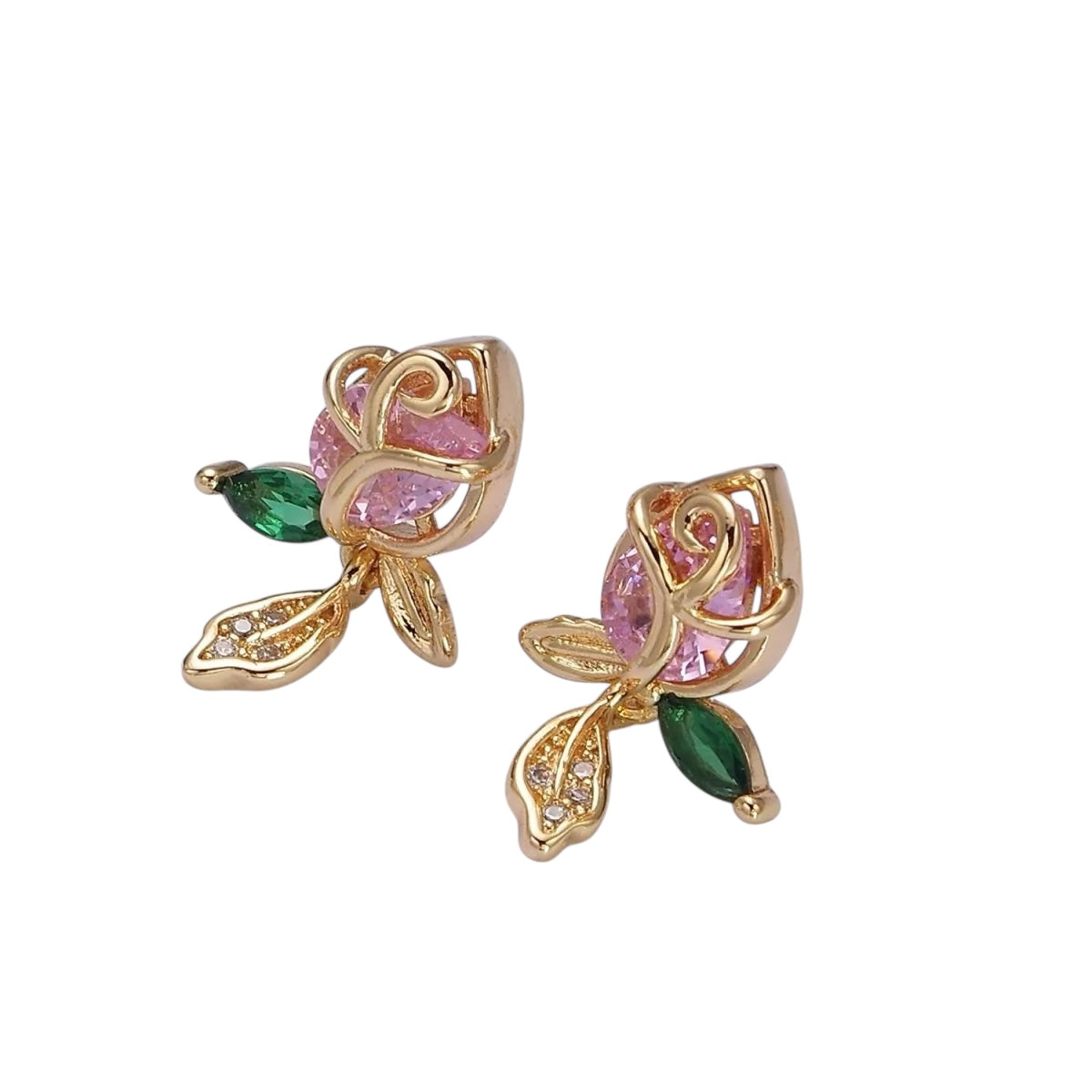 18K Pink Rose Studs