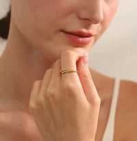 18K Dainty Bubble Bead CZ Open Ring