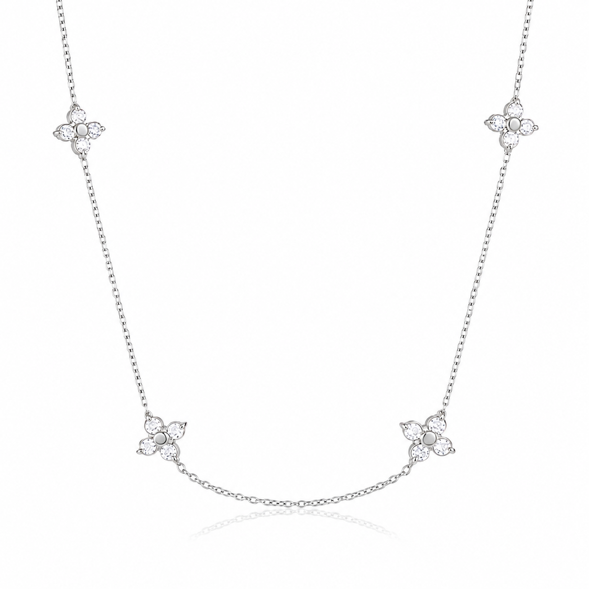 Silver Dainty Clover Necklace