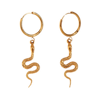 Engraved Snake Drops in 18K Gold-Plating