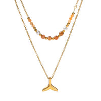 18K Whale Tail Beaded Necklace