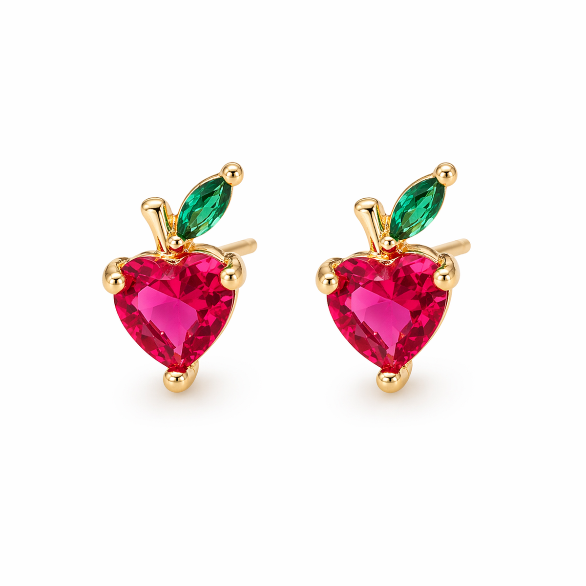 16K Strawberry Leaf Studs