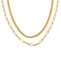 18K Layered Cuban + Paperclip Necklace