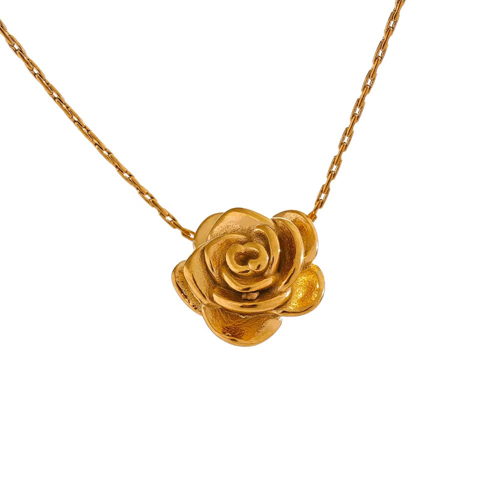 18K Dainty Rose Flower Necklace