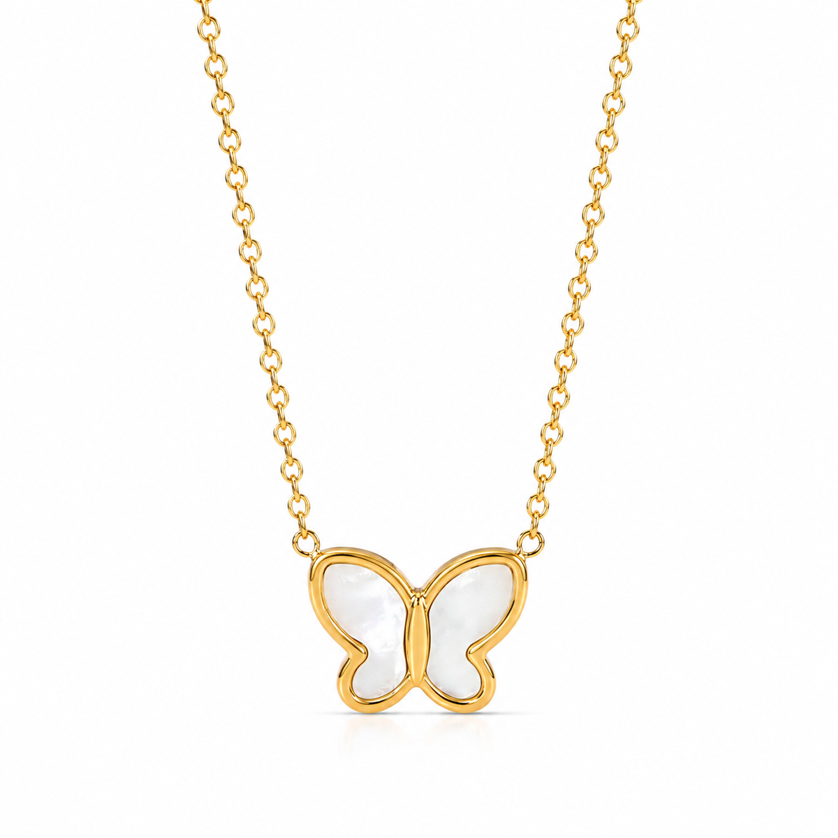18K Mother of Pearl Butterfly Necklace
