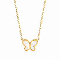 18K Mother of Pearl Butterfly Necklace