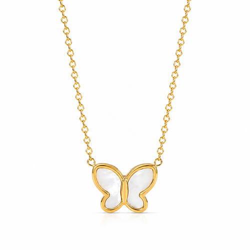 18K Mother of Pearl Butterfly Necklace