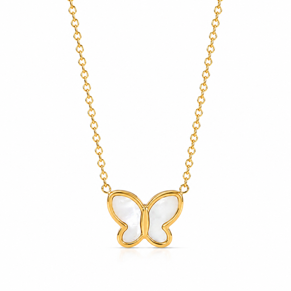 18K Mother of Pearl Butterfly Necklace