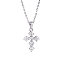 18K Silver Bubble CZ Cross Necklace