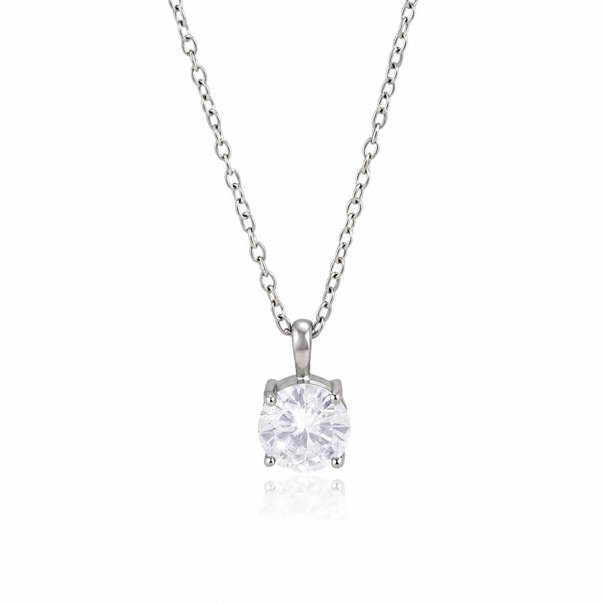 Silver Classic Bezel Necklace