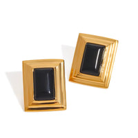18K Vintage Rectangle Statement Studs