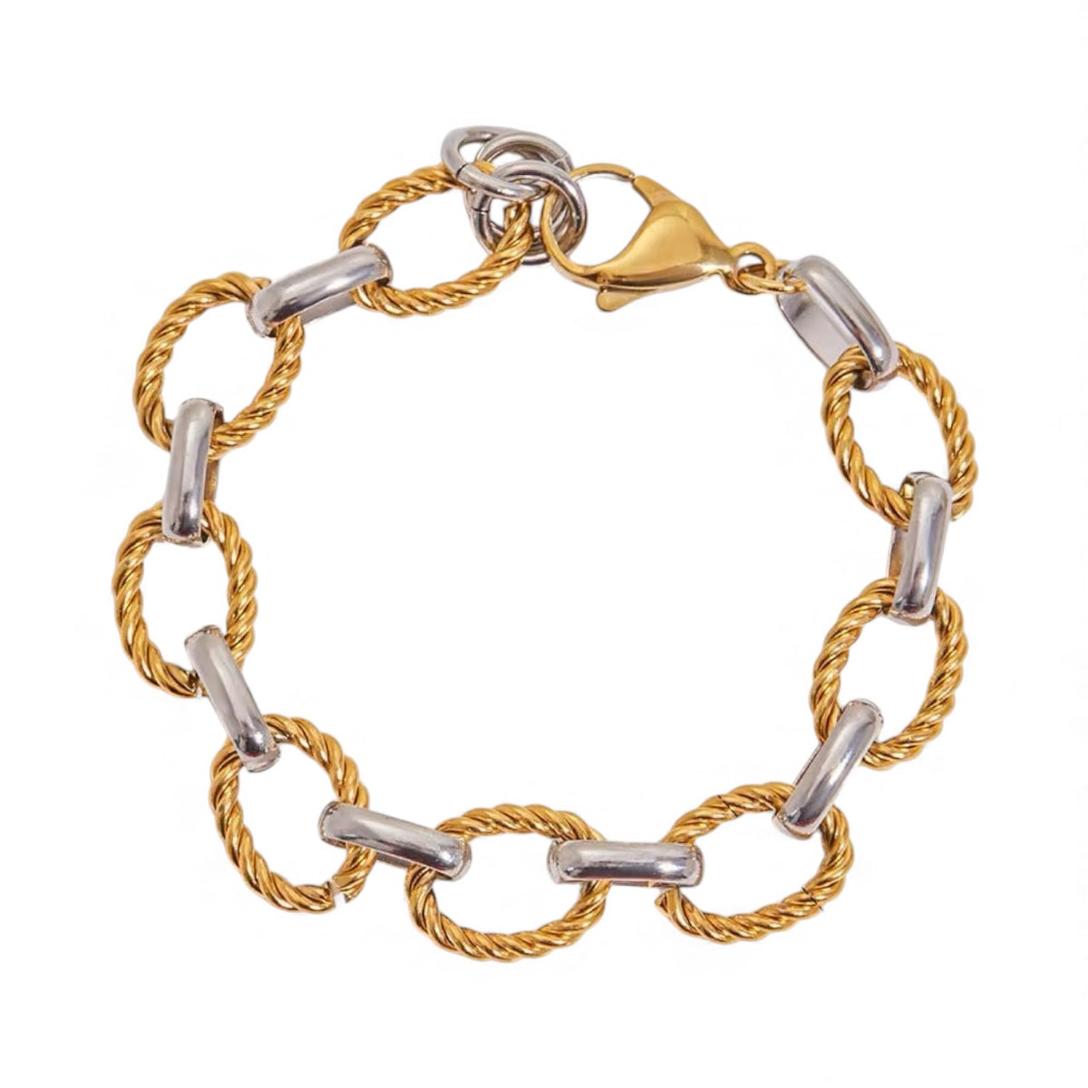 Two Tone Textured Oval Bracelet