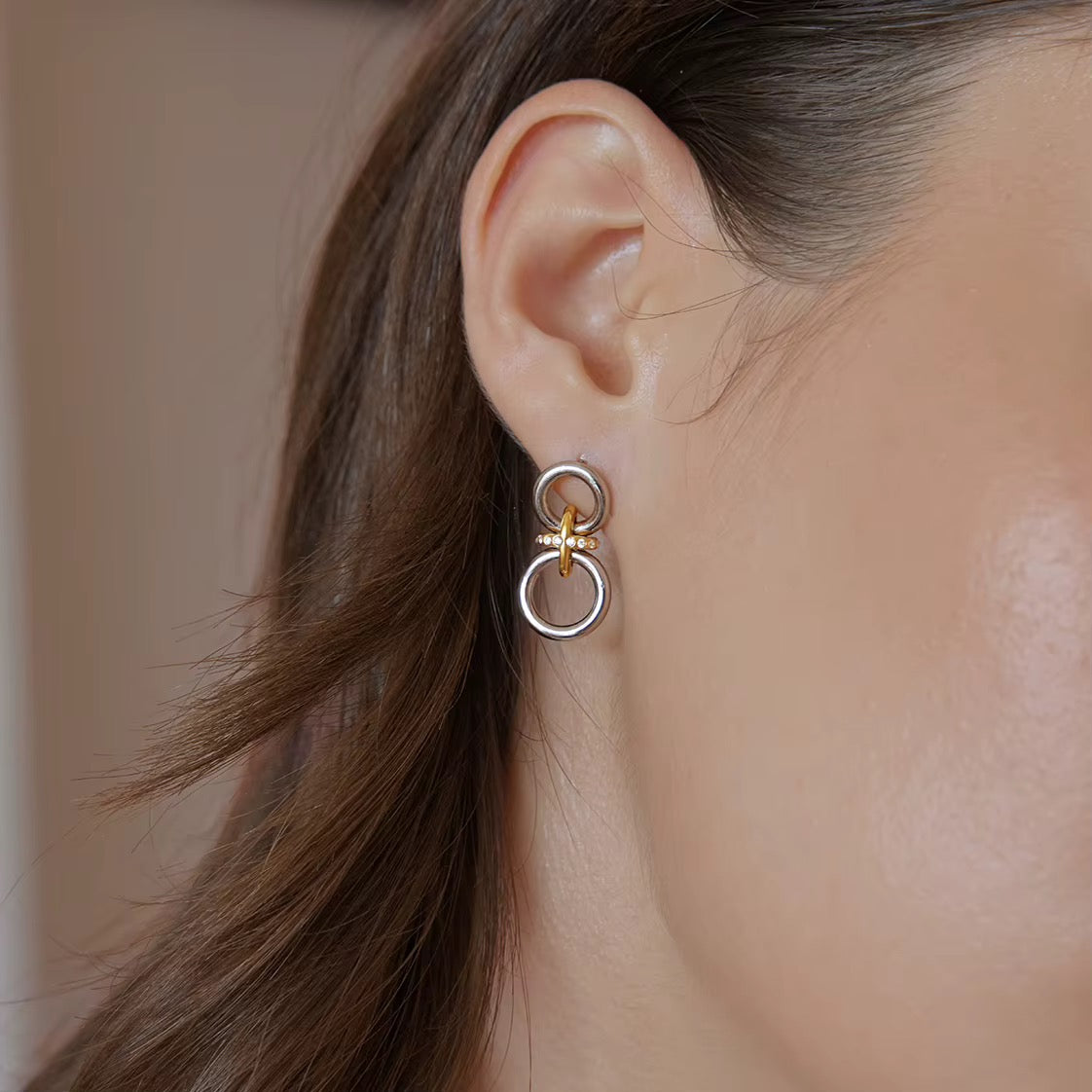 Two Tone Infinity Earrings