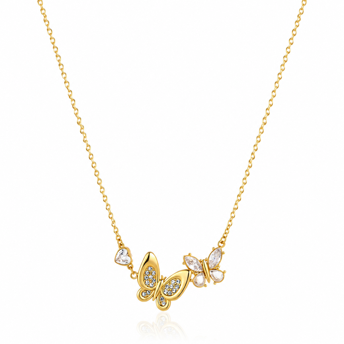 18K Butterfly Duo Dainty Necklace