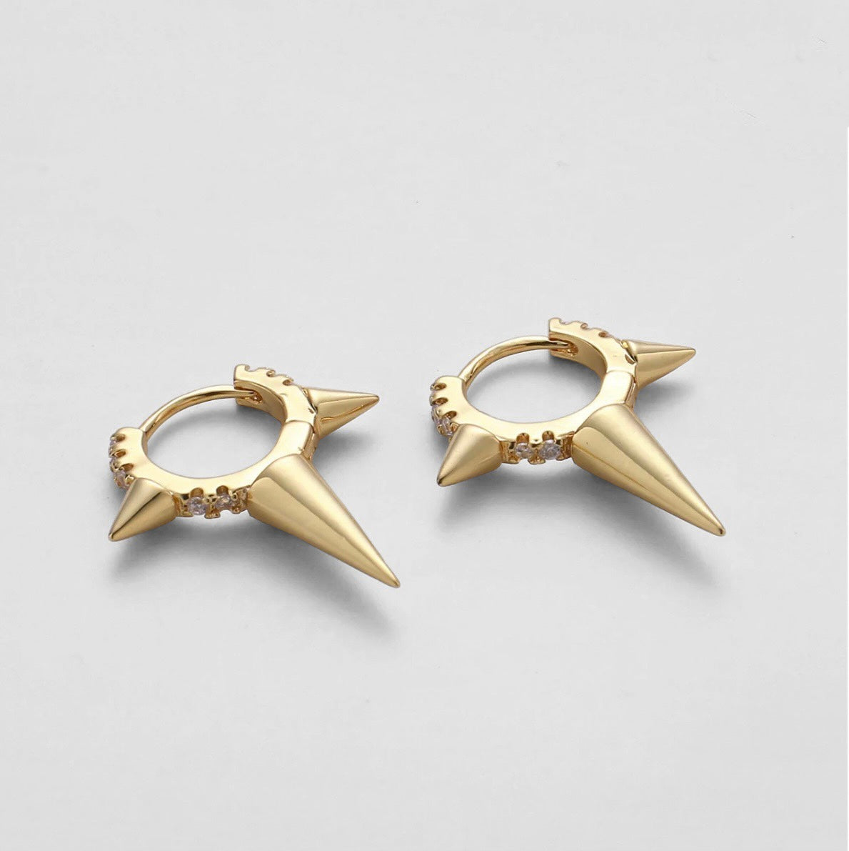 14K Gold Filled Spiky Huggie Earrings