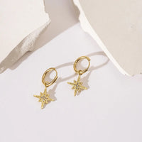 18K Pointed Star Pendant Earrings