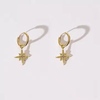 18K Pointed Star Pendant Earrings