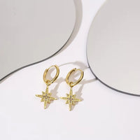 18K Pointed Star Pendant Earrings