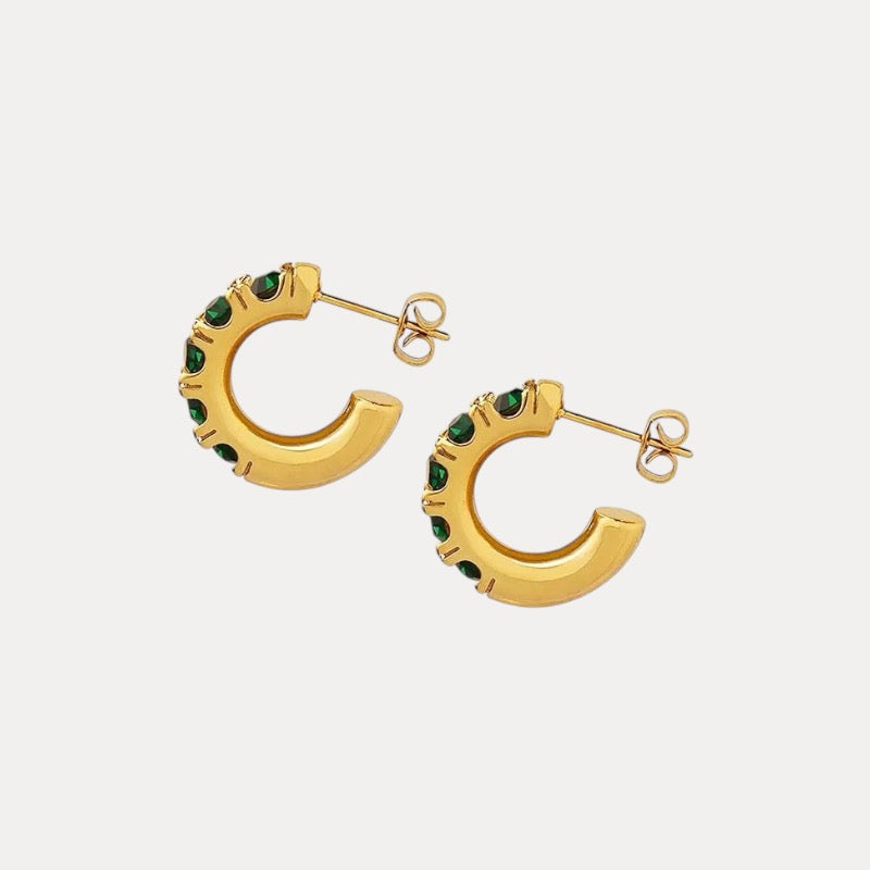 Open Hoops in 18K Gold-Plating with Cubic Zirconia