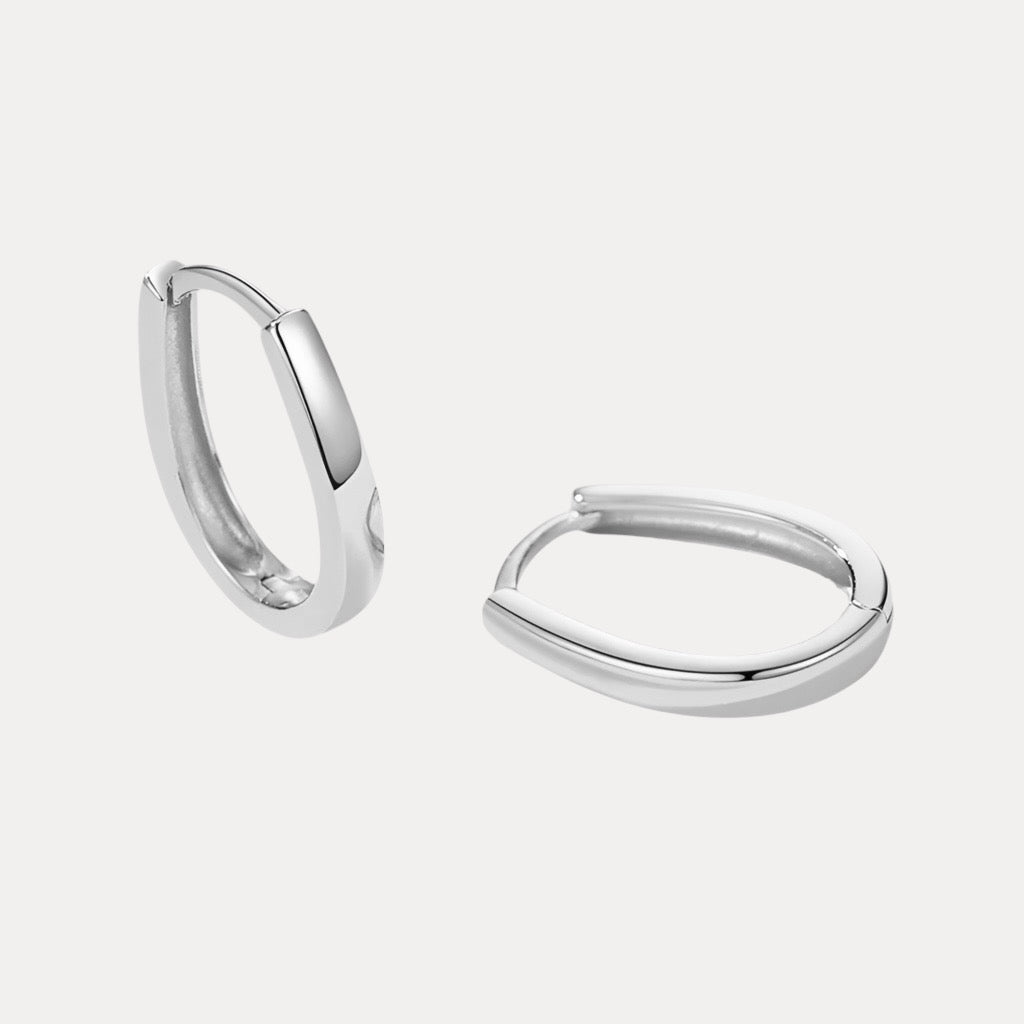 Oval Huggies in Silver