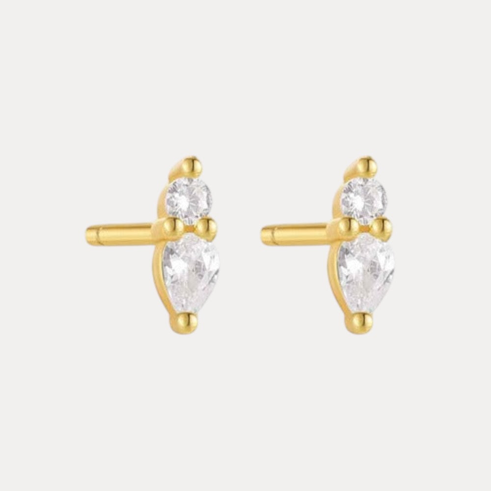 Stacked Vermeil Studs in 18K Gold-Plating with Cubic Zirconia