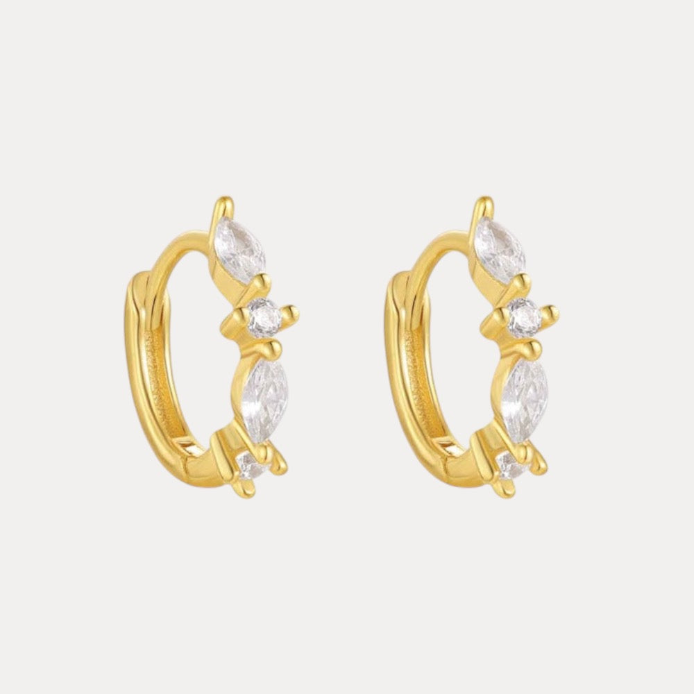 Multi-stone Vermeil Huggies in 18K Gold-Plating with Cubic Zirconia