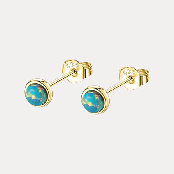 Round Opal Studs in 18K Gold-Plating or Silver