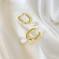 18K Pearl Drop U Earrings