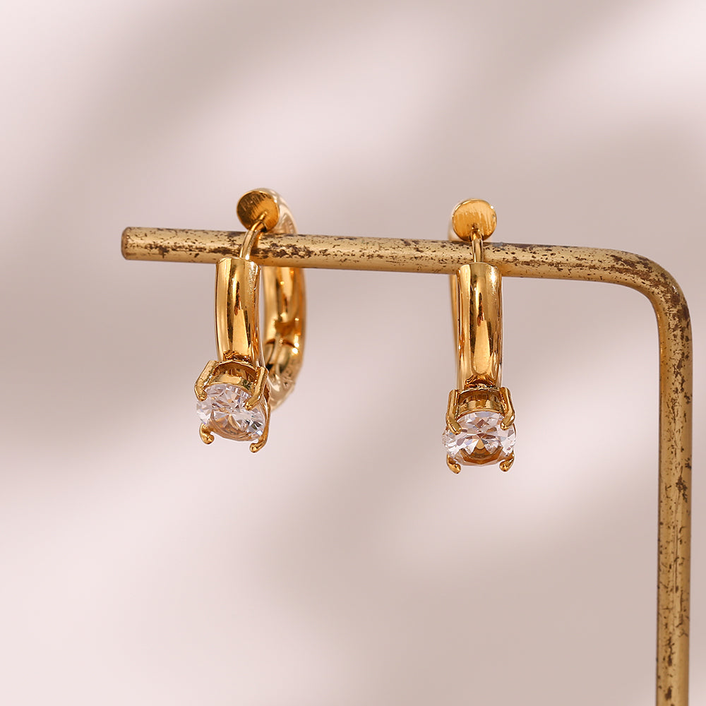 18K Crystal Hoop Earrings