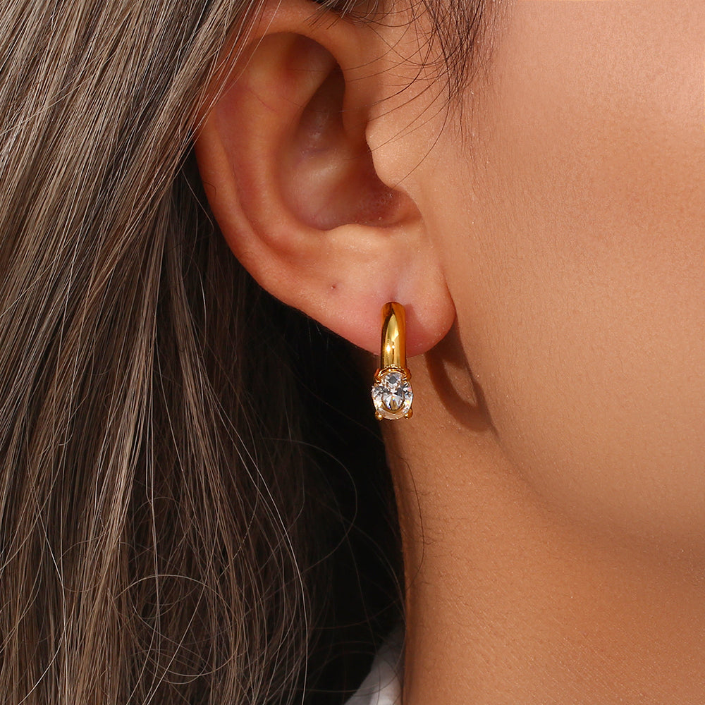 18K Crystal Hoop Earrings
