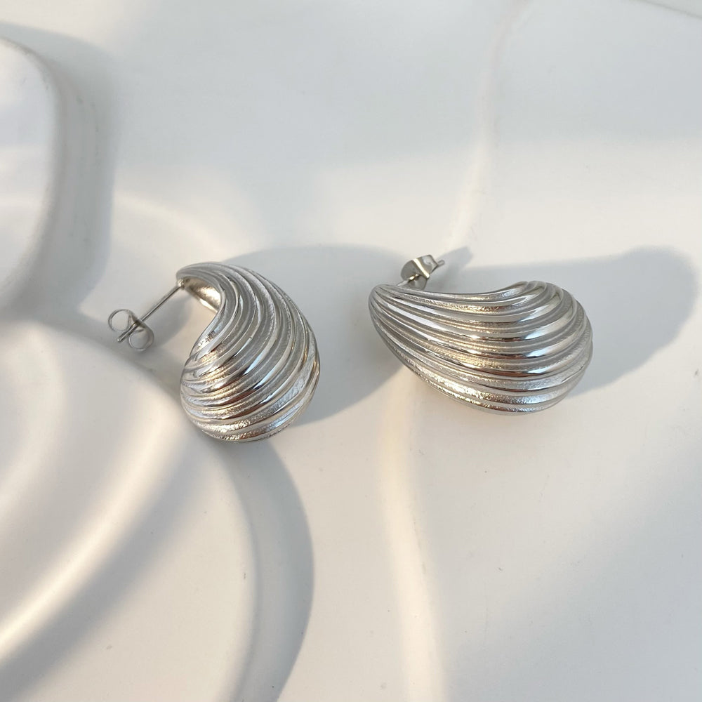 18K Striped Waterdrop Earrings