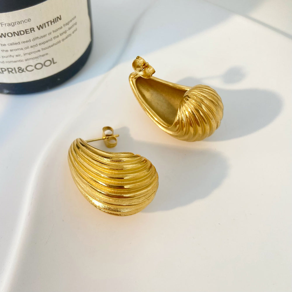 18K Striped Waterdrop Earrings