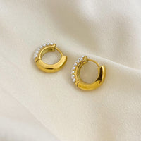 18K Triple Lined Pearl Earrings