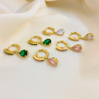 18K Zircon Water Drop Pendant Earrings