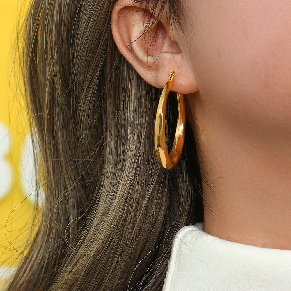 18K Chunky Textured Hoop Earrings