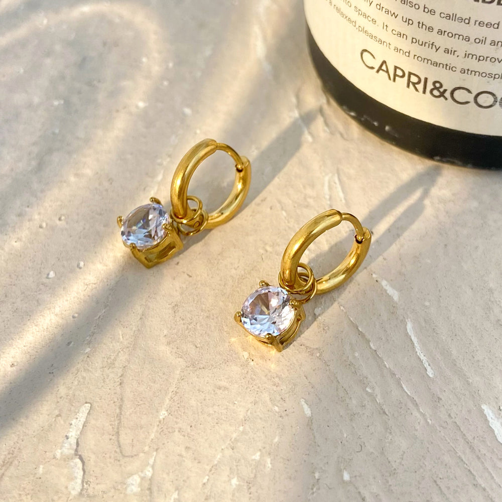18K Diamond Claw Hoop Drop Earrings