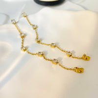 18K Square Diamond Chain Earrings