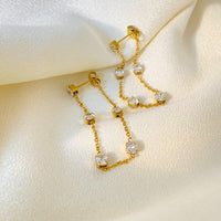 18K Square Diamond Chain Earrings