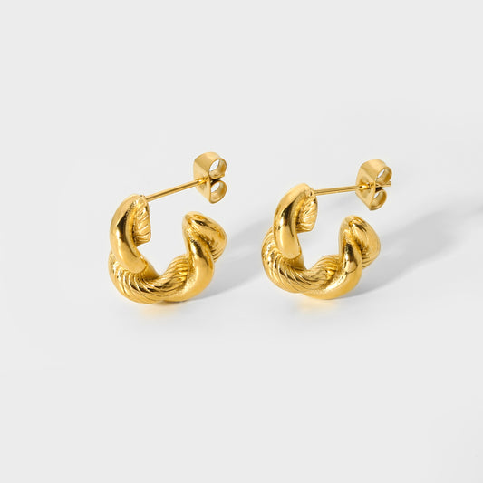 18K Mini Dough Twists Huggie Earrings