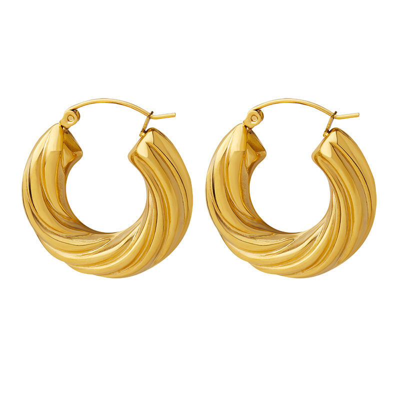 18K Vintage French Twist Hoop Earrings