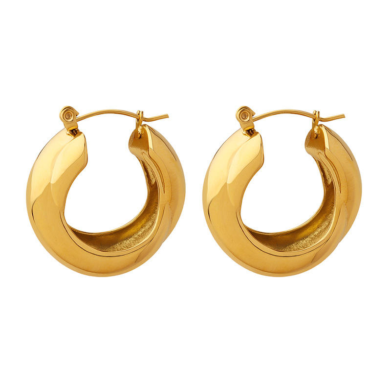 18K Geometric Vintage Hoop Earrings