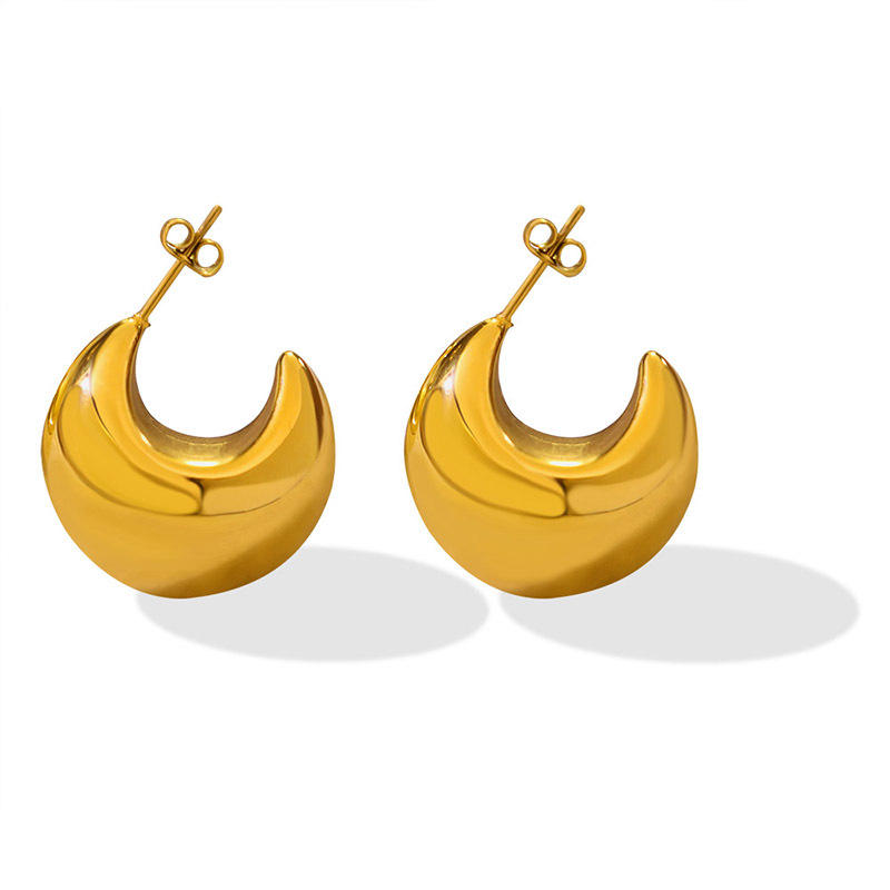 18K Vintage Hollow C-Shaped Earrings