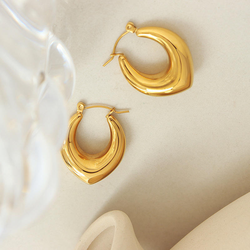 18K Vintage Pointed Hoop Earrings