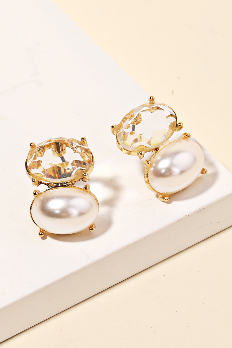 Double Oval Pearl Stud Earrings