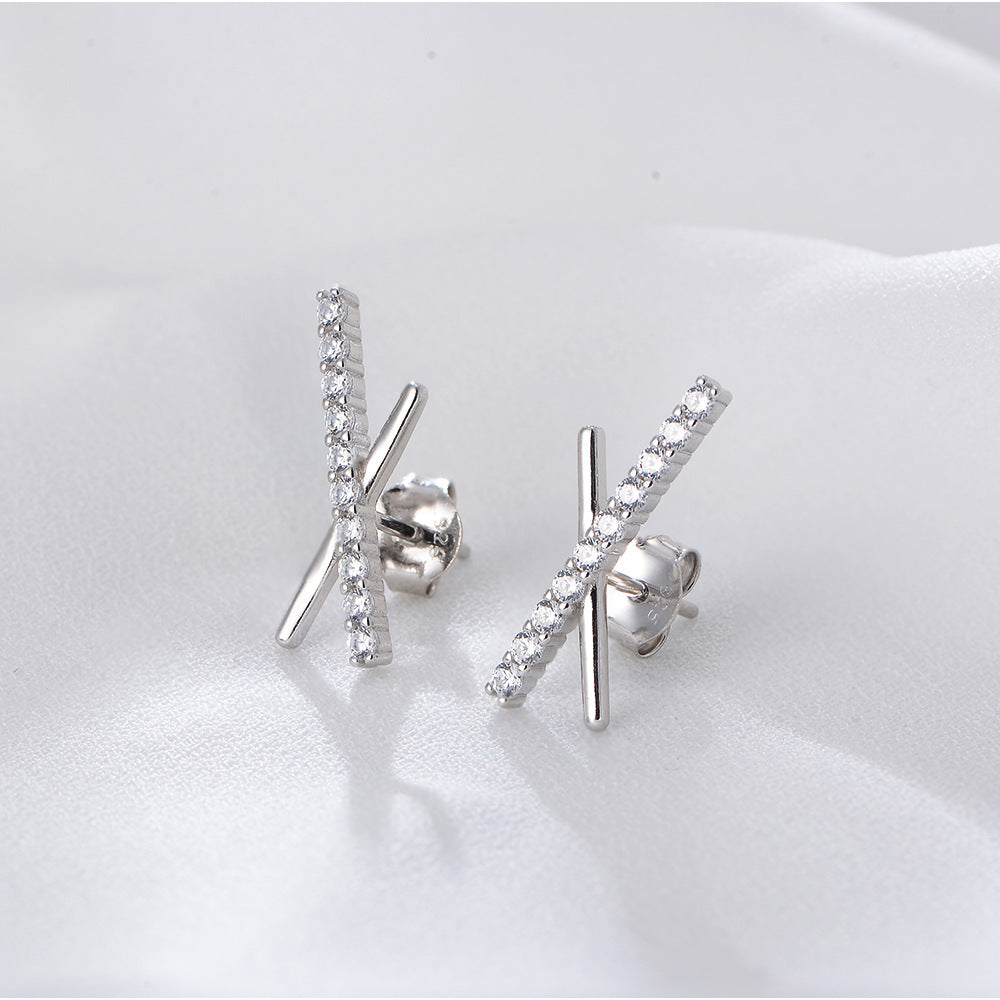 Silver X CZ Studs