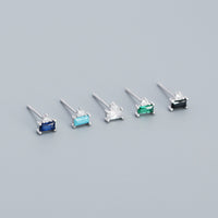 Silver Emerald CZ Stud Earrings