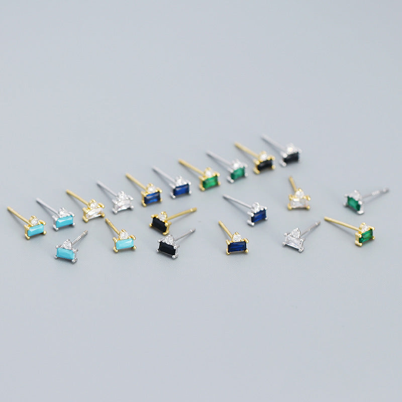 18K Vermeil Emerald CZ Stud Earrings